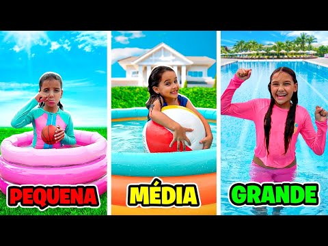 Piscina grande, média e pequena . Quem vai ganhar