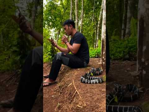 Pria ini malah senyum saat di patok ular