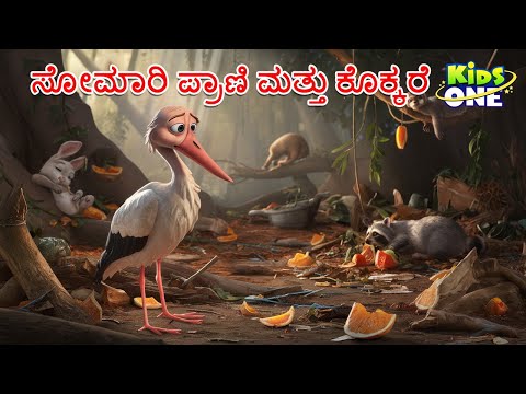 ಸೋಮಾರಿ ಪ್ರಾಣಿ ಮತ್ತು ಕೊಕ್ಕರೆ ಕಥೆ | Somari Prani Mattu Kokkare | Kannada Kathegalu | Cartoon Kannada