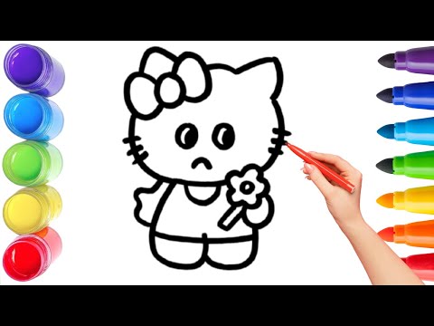 How To Draw cute kitty Drawing, Painting & Coloring For Kids and Toddlers_ Child Art 🐋🌈🎨