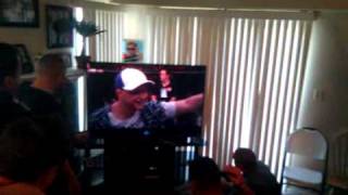 Frankie Edgar's friends celebrate his win over BJ Penn