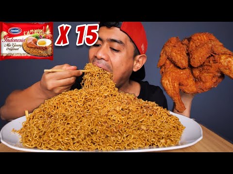 GILA!! MUKBANG 15 MIE GAGA GORENG ASLI PAKE 1 EKOR AYAM!