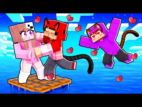 PRESA em uma JANGADA com DOIS GATOS no MINECRAFT!