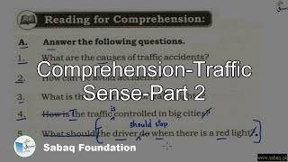 Comprehension-Traffic Sense-Part 2