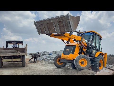 JCB 3DX Going to Another Village Street Road Cleaning and Bridge Sloping Work | Jcb video