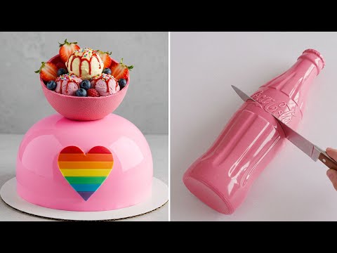 💖 Surga Dessert Warna Pink | Kue Hati Pelangi & Kompilasi Kue Seni Potong Coca Cola