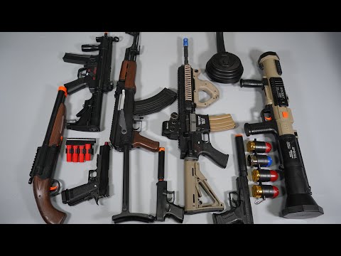 AK47 and HK416 Airsoft Toy Gun - Nerf Gun Rocket Launcher - Shot Gun - Realistic Toy Guns Collection