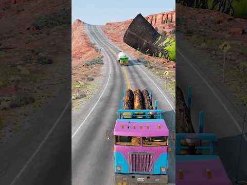 Cement truck unlucky vs massive giant hulk leg #beamngdrive #shorts