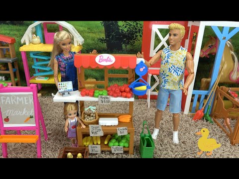 Barbie and Ken Farmers Market with Barbie Sister Chelsea and Friends