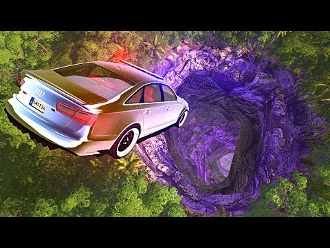 BeamNG drive - Car Falls into Deep Höle in Earth (Cave Diving)