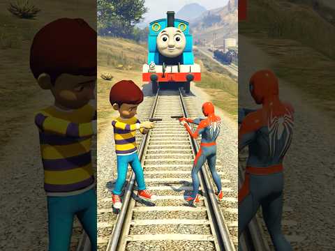 GTA V: SPIDER-MAN VS RUDRA AND THOMAS THE TRAIN #shorts