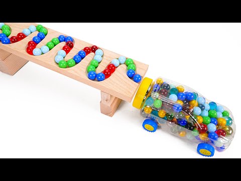 Satisfying Video l Marble Run Race ASMR ☆ HABA Slope, 4 Funnels, Garbage Truck #8