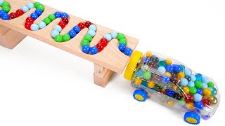 Satisfying Video l Marble Run Race ASMR ☆ HABA Slope, 4 Funnels, Garbage Truck #8