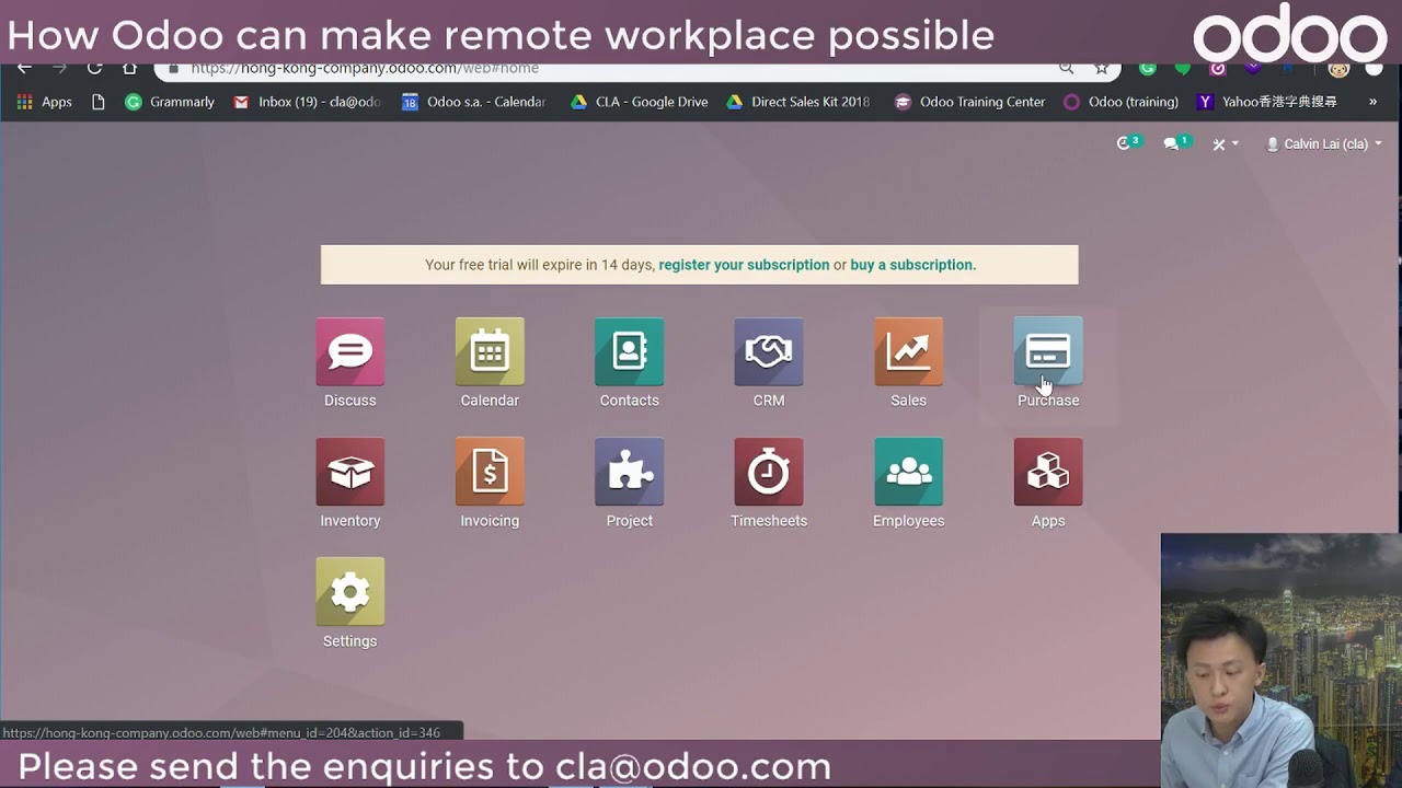 How Odoo Can Make Remote Workplace Possible | Odoo'nun Uzaktan Çalışmayı Mümkün Kılması | 10/1/2020

Daha fazla bilgiye aşağıdaki linklerden ulaşabilirsiniz. Resmi Websitesi: www.bulutkobi.io Linkedin: ...