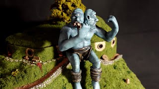 Hungry Cyclops invades This Peaceful valley to EAT Its inhabitants - Diorama