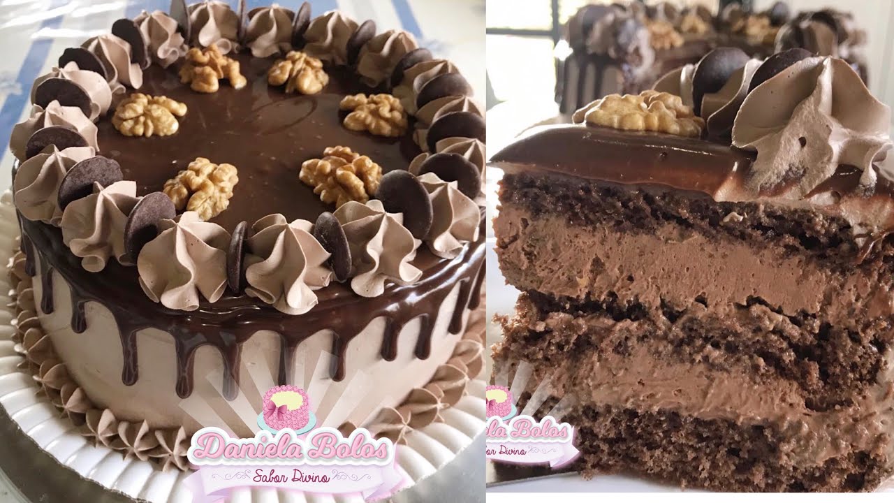 BOLO MOUSSE TRUFADO DE DOCE DE LEITE COM NOZES