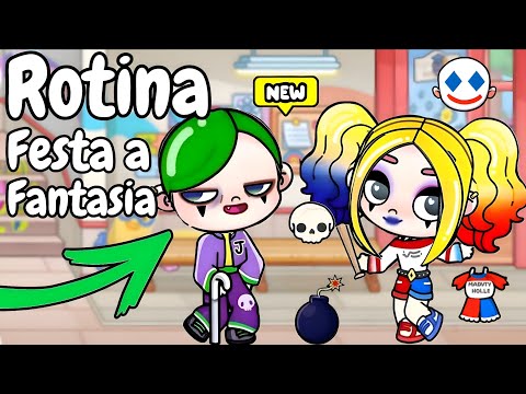 ROTINA FESTA A FANTASIA 🎭🎉 ARLEQUINA E JOKER | AVATAR WORLD ROTINAS E HISTÓRIAS 