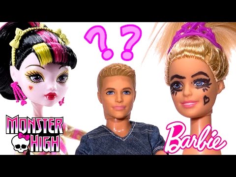 Barbie Ken'i Kıskanıyor ve Draculaura (Monster High) Makyajı Yapıyor