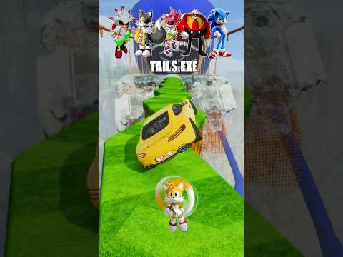 Sonic.EXE Car Jump Challenge For Sonic.EXE , Tails.EXE and Amy.EXE #shorts #sonic #beamngdrive