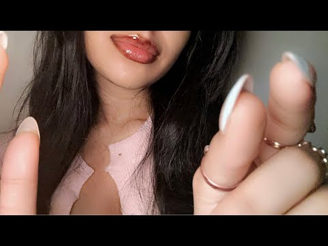 ASMR~  Clicky Whispering, Plucking, Affirmations, Repeating words & Mouth Sounds