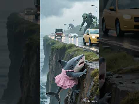 Baby Sharks Are in Fear | Ocean Drama Unfolds #shark #whale #ocean #shorts