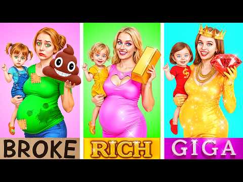 Poor vs Rich vs Giga Rich Pregnant! Pregnancy Hacks And Funny Parentings Situations!