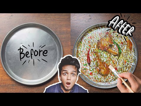 How to draw realistic biryani drawing 😲#youtube #realastic #biryani #drawing #viralvideo