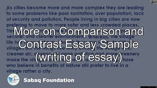 More on Comparison and Contrast Essay  Sample (writing of essay)