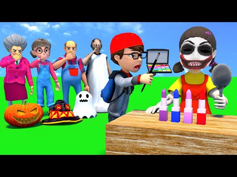 Scary Teacher 3D vs Squid Game Face Makeup Nice or Error 5 Times Challenge Miss T vs Tani Win