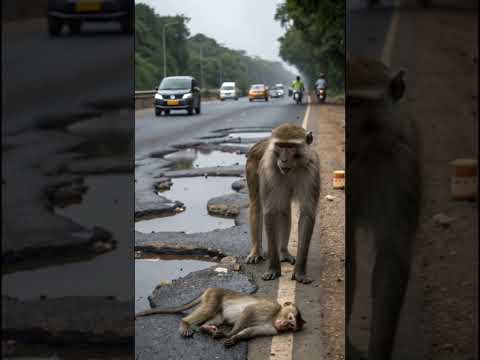 Mother monkey rescues baby monkey after electric shock | Animal rescue | Mysterious Land
