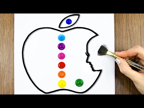 Apple Painting｜Double Exposure Acrylic Painting Step by Step｜Easy Masking Tape Satisfying ASMR #65