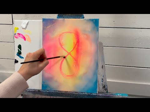 USE A FIGURE 8 ♾️ TO PAINT A FLOATING WORLD!!  in acrylic for beginners