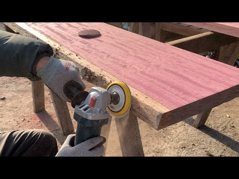 Purpleheart Wood Slab Table Build #woodworking