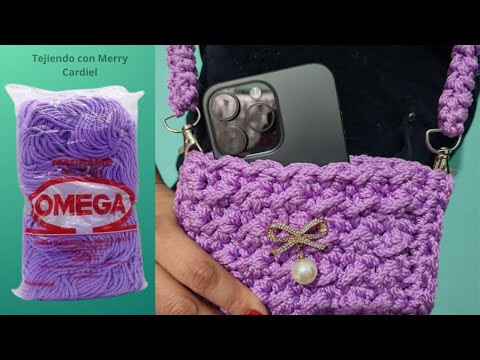 ¿Te gustaría tejer? Una linda bolsa o cartera para celular fácil y rápido