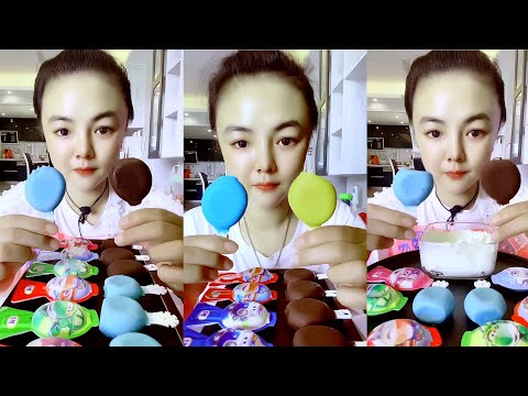 CHEESE CHOCOLATE ICE CREAM ASMR EATING MUKABNG WITH WHIPPED CREAMY