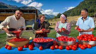 Making Traditional Tomato Juice in Village For Winter