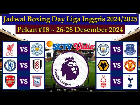 Jadwal Liga Inggris Live SCTV - Liverpool vs Leicester City - Boxing Day EPL 2024/2025 Pekan 18