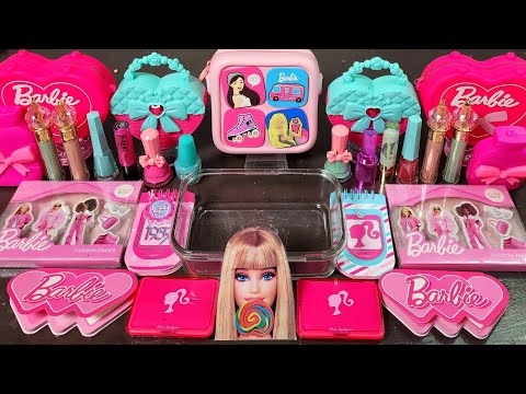 ASMR BARBIE pink Slime Mixing Makeup,Parts,Glitter Into Slime. Satisfying slime #satisfying#slime