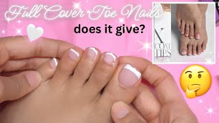 trying Full Cover Toe Nails from BTARTBOX XCOATTIPS French Tips Nails | diy gel toes at home