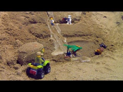 Dam breach - LEGO minifigs in danger by the flood..