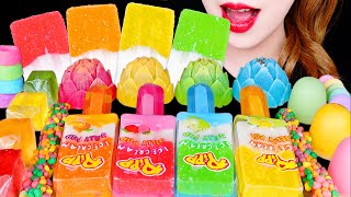 ASMR RAINBOW FOOD *Non-melting ice cream* CRYSTAL CANDY KOHAKUTO JELLY EATING SOUNDS MUKBANG 먹방 咀嚼音