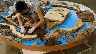 Artistic Woodworking Very Impressive Carpenter - A Large Round Table Created By Skilled Carpenters