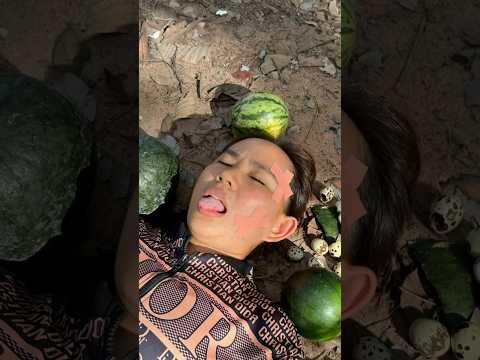 Survival Skills: single mom with watermelon skills in forest #survival #outdoors #skills #cooking