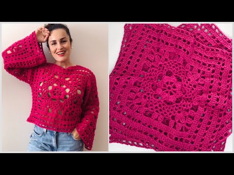 FAÇA UMA BLUSA COM 4 QUADRADOS DE CROCHÊ EMENDADOS !!! Emenda e montagem !!!