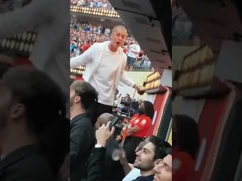Justin Bieber rapping along to Eminem at the Super Bowl #shorts