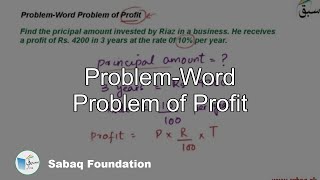 Problem-Word Problem of Profit