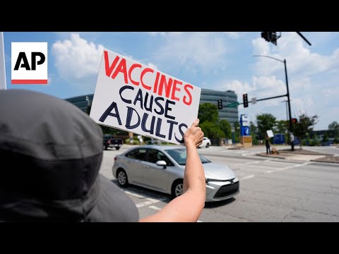 YouTube video thumbnail: People Rally Outside of CDC Headquarters During Vaccine Meeting