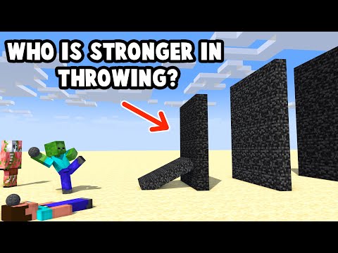 Monsters & Herobrine: WHO IS STRONGER IN THROWING BALL? - Minecraft Animation