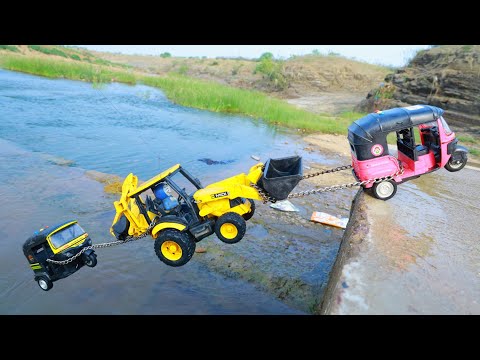 Double CNG Auto Rickshaw JCB 3dx Xpert Accident Pulling Out Bajaj AutoRickshaw ? Cartoon Video CSToy