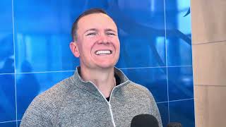 Boise State coach Spencer Danielson talks after first spring scrimmage on April 11, 2026